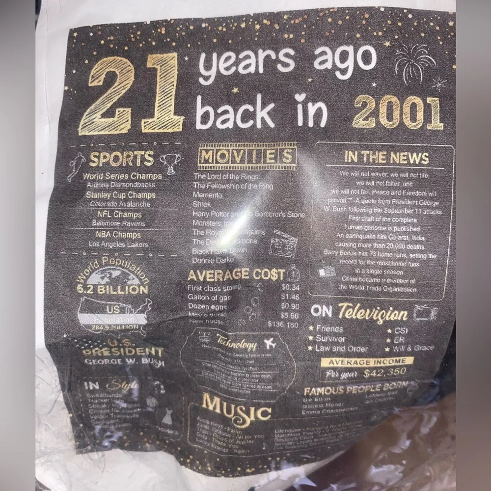 21 Years Ago Back in 2001 Plush Blanket Gift